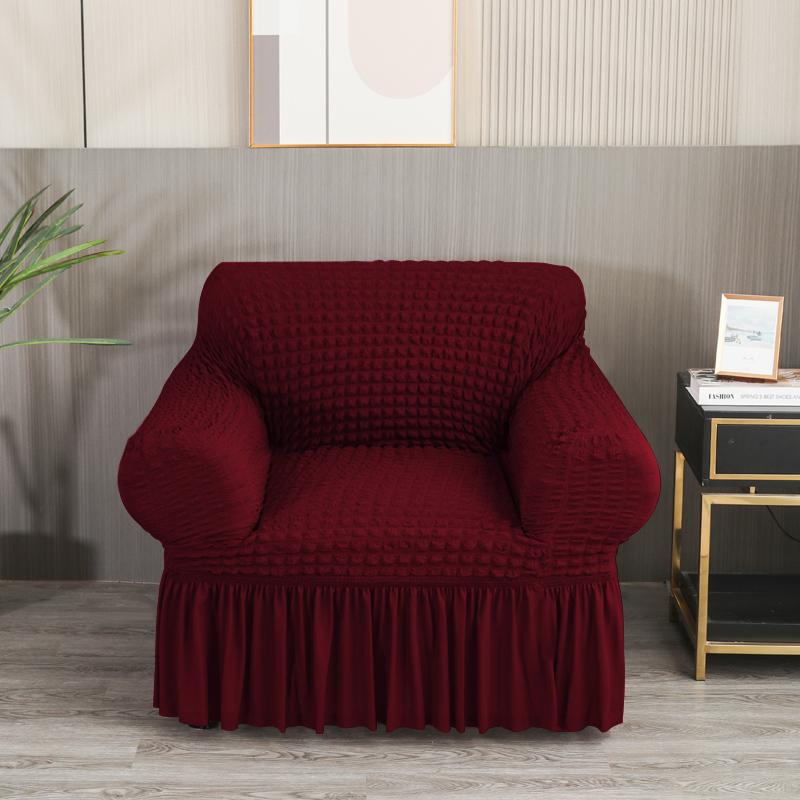 High Elastic Bubble Grid Sofa Cover 1/2/3/4 With Skirt Hem, All Season Universal Pet Anti Dirt Seersucker Sofa Cover