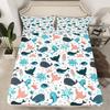 Cartoon Marine Animal Pattern Bed Hat Four-Piece Bedding Set Bedroom Dormitory Bedding Decoration