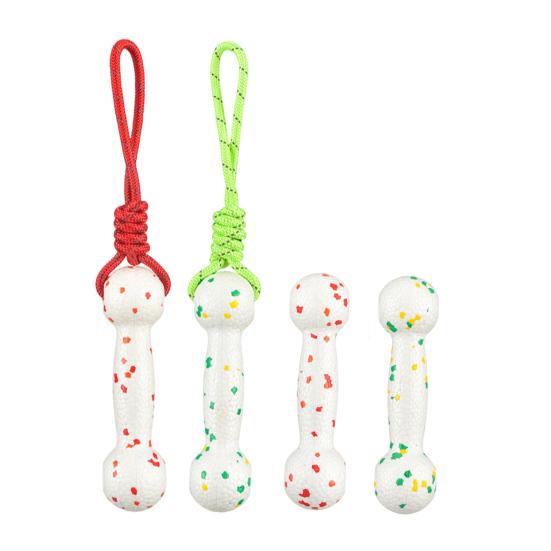 Interactive Pets Chew Toy Dumbbell Dog Toy Wear-resistant Rope Ball with Reflective Strips Dental Care Dog Toy