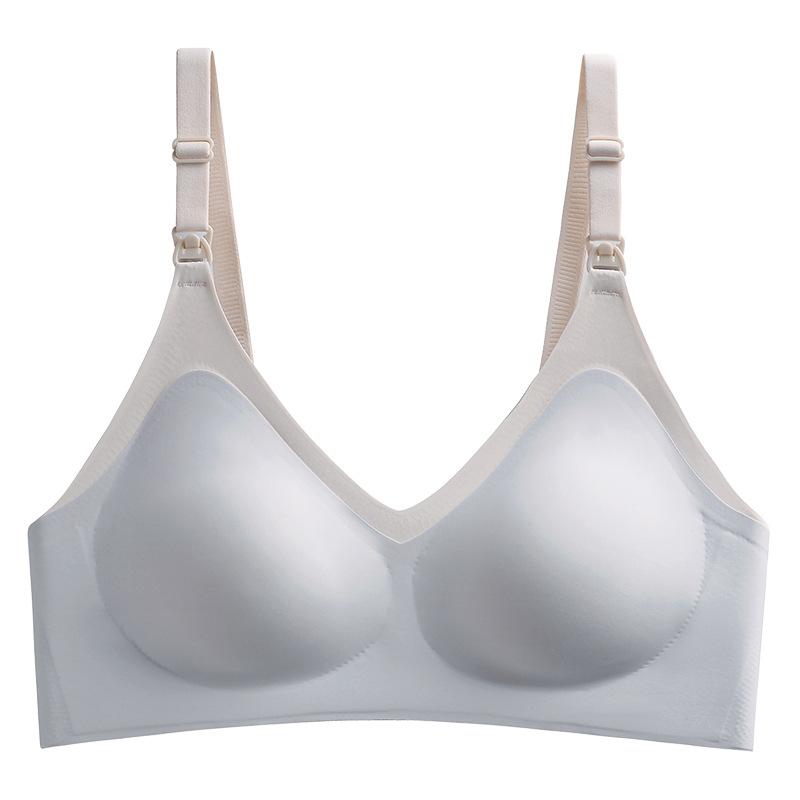 Удобный латексный бюстгальтер для кормящих мам для кормящих мам, бюстгальтер с эффектом пуш-ап, двухцветное бесшовное нижнее белье, бюстгальтер для кормления грудью с пряжкой спереди