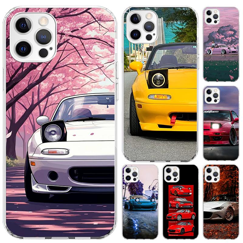 JDM Машина MX5 Милый Чехол для Телефона для Iphone 17 Air 16 15 Plus 14 13 Mini 12 11 Pro Max 16E 7 8 SE 2020 Мягкий Чехол Печатный Корпус 17 Air