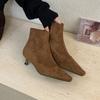 Fashion Fashion Modern Ladies Ankle Boots With Low Heel Shoes Footwear Flock Women Short Boots Zippers Shoes Female Pumps