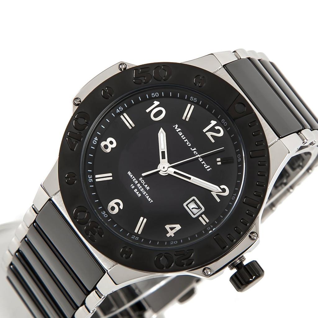 Часы Solar Ceramic 10 ATM Водонепроницаемость Календарь Черный [Mauro Geraldi] MJ034-1