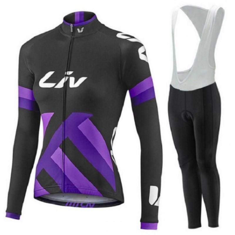 Womens Cycling Jersey Set Long Sleeve Breathable Quick Dry Riding Outfit Striped Design