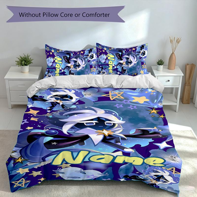 3pcs Custom Name Cookie Run Kingdom Set,Includes 1 Duvet Cover and 2 Pillowcases,All-season Bedroom Decor