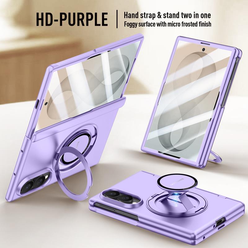 For Magsafe Magnetic Metal 360Rotate Holder Tempered Glass Film Protect Case for Samsung Galaxy Z Fold 8Ultra Spring Hinge Cover