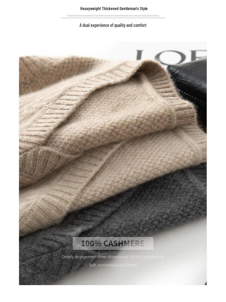 Мужской кашемировый пуловер без рукавов с V-образным вырезом: Осенне-зимний толстый свитер большого размера
