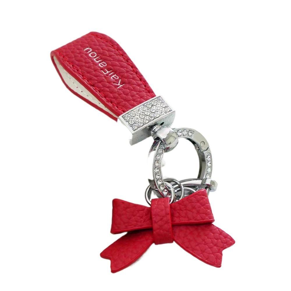 Держатель для ключей Роскошный брелок из натуральной кожи Брелок-бабочка со стразами Автомобильные аксессуары