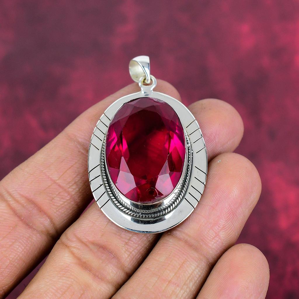 Rubellite Pendant, 925 Sterling Silver Pendant Gemstone Jewelry, Handmade Pendant Amazing Jewelry, Gift For Her
