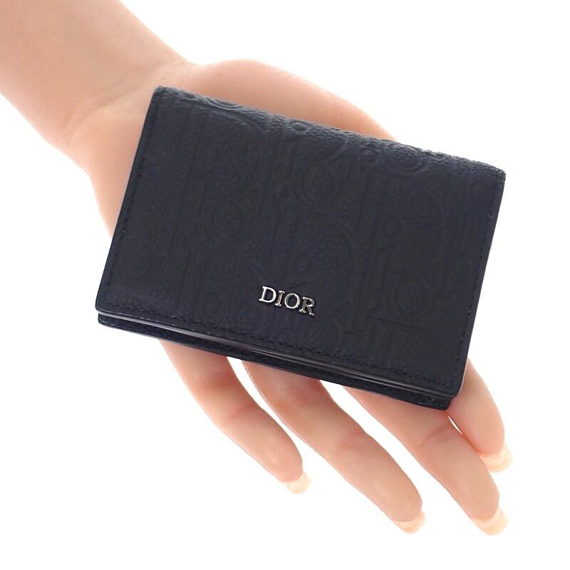 Dior 2ESCH178FLG_H00N Card Case Black Calfskin Mens