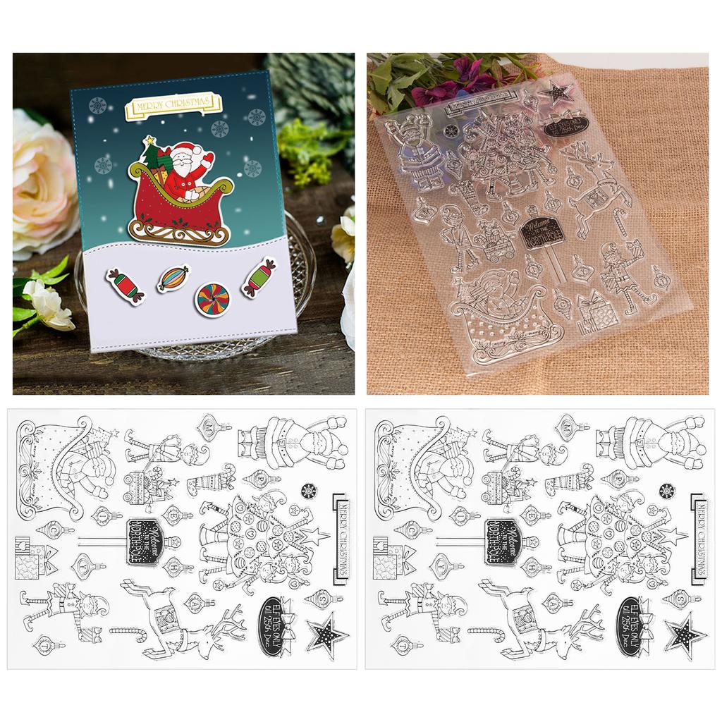 2 комплекта рождественских силиконовых прозрачных штампов для фотоальбомов открыток украшения ручной работы