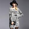 Autumn Plus Size Women's Newspaper Print Loose Knit Sweater