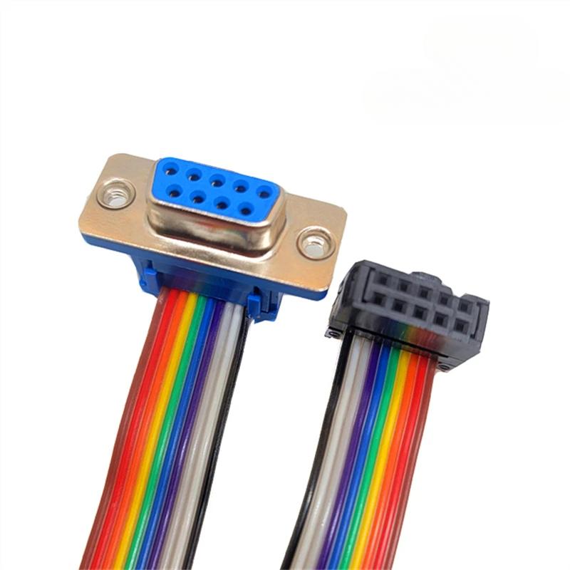 D-Sub DB9 9-контактный разъем Famele Male для FC-10P IDC Female 2,54 мм 10-контактный радужный / многоцветный плоский ленточный кабель
