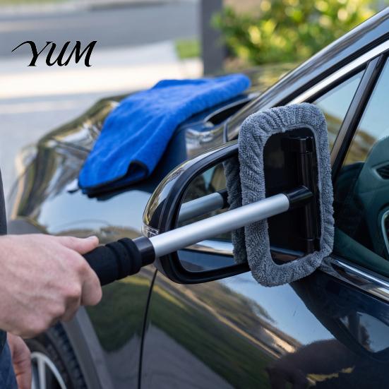 Rotating Head Glass Wiper Car Windshield Cleaner with Retractable Handle & Microfiber Pads, Auto Fog And Dust Removal Tool Cleaning for SUVs