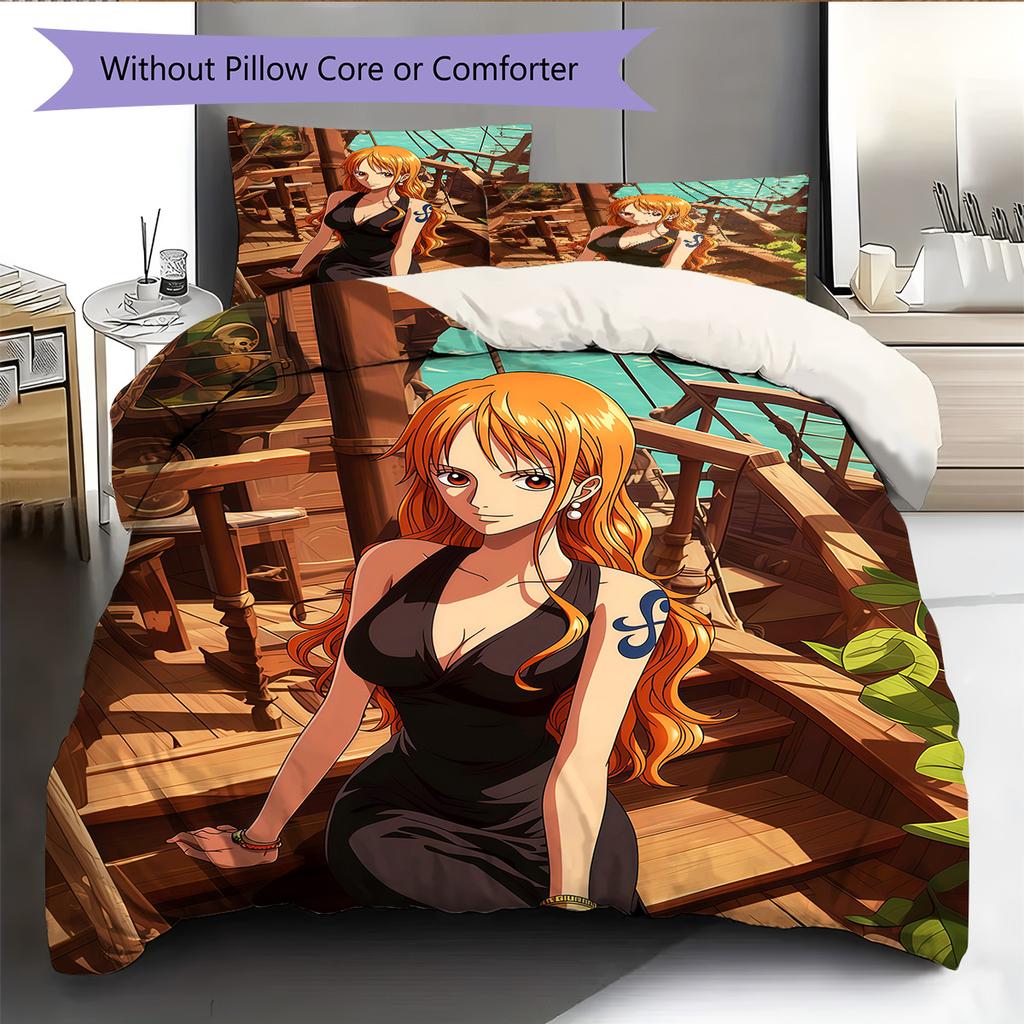 Nami Pattern Bedding Quilt Set Home Decoration Gift (1 * duvet cover + 2 * pillowcase without core)