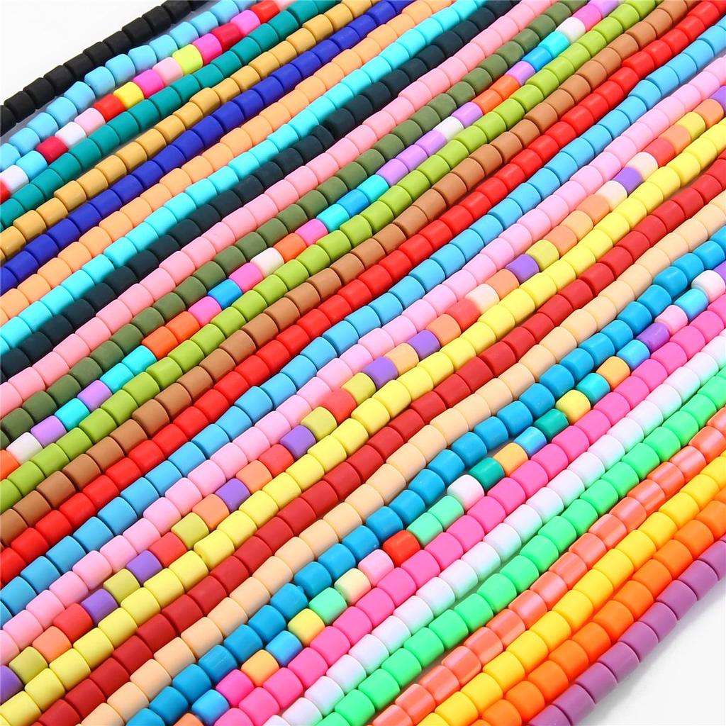 60pcs/Bag 6x6mm Flat Round Cylinder Polymer Resin Clay Beads Loose Spacer Handmade Beads For DIY Jewelry Making Bracelets Necklaces Crafts 38cm/15