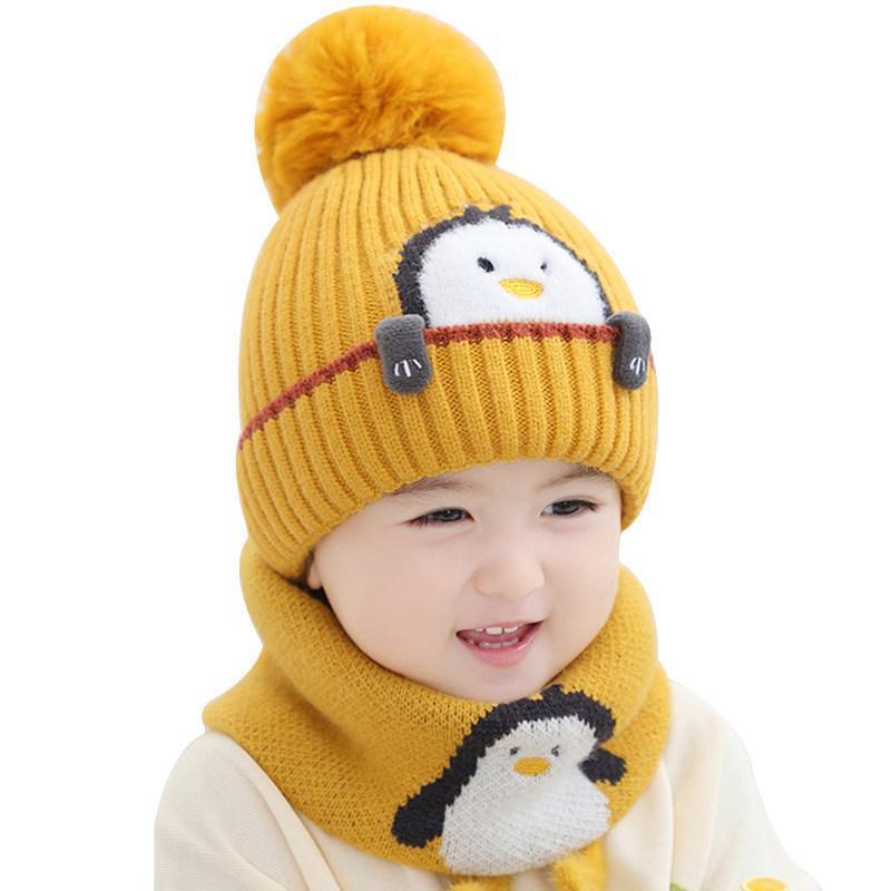 Girls' Winter Wool Hat - Plush, Warm, Cute Knitted Hat for Babies.