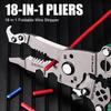 18 в 1 Складной инструмент для зачистки проводов, многофункциональный складной инструмент для зачистки проводов - профессиональный инструмент электрика для резки и вытягивания проводов, ножницы для кабеля,