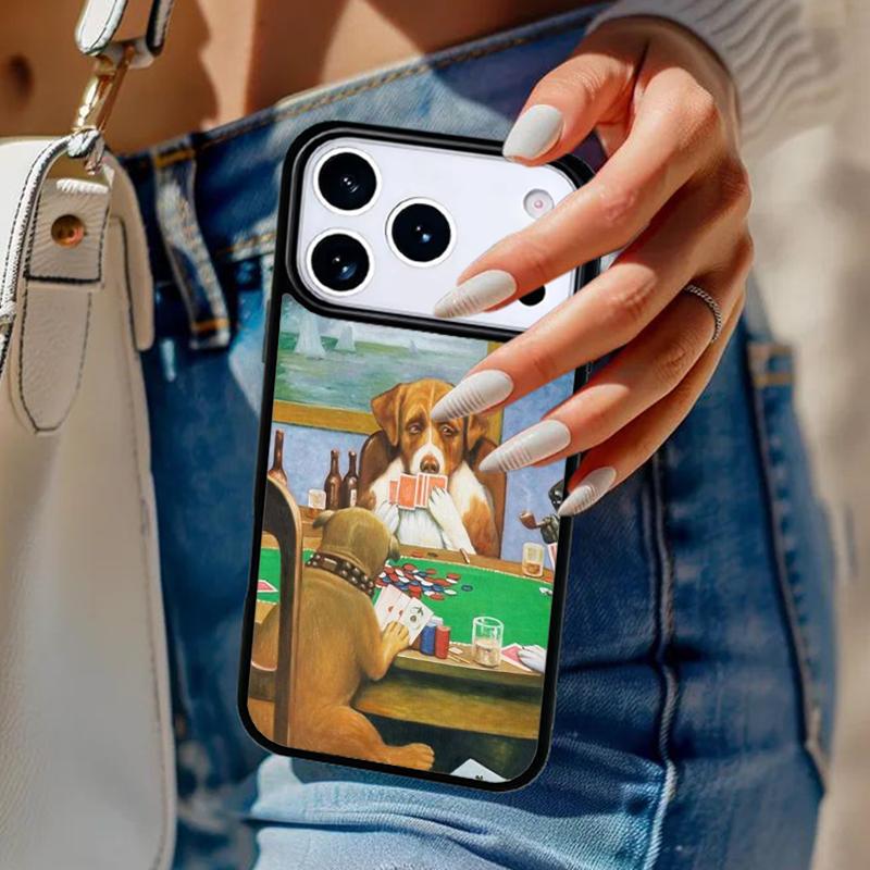 Собаки играют в покер Чехол для телефона Для iPhone 17 Air 14 15 13 12 Max Чехол Для Apple 14 15 16 16e 11 Pro Max Plus