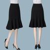 Юбка-рыбий хвост, юбка до середины тела, женская весна/лето, высокая талия, тонкая модная юбка средней длины с рюшами и запахом на бедрах