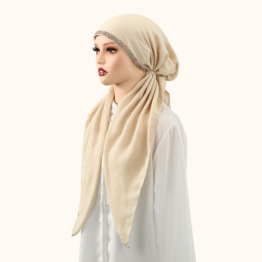 Ramadan Muslim Hijab Shawls Modal Scarf For Muslim Woman Hijabs Wrap Lady Casual Headband Ethnic Headscarf with Diamond