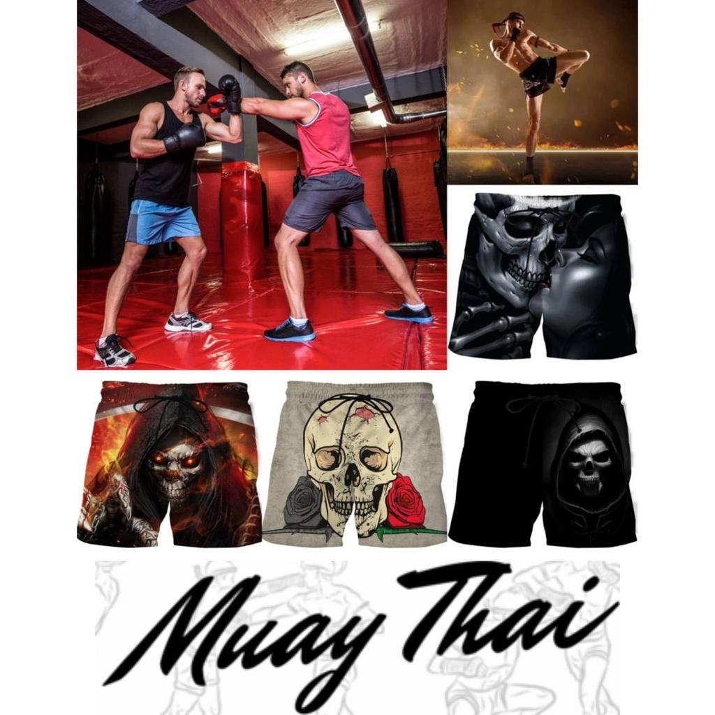 Skeleton Dark Skull Ghost Horror Boxing Shorts Pants 3D Print Fighting Training Unisex Men Women Quick Dry Fitness Gym Sport Workout Casual Streetwear