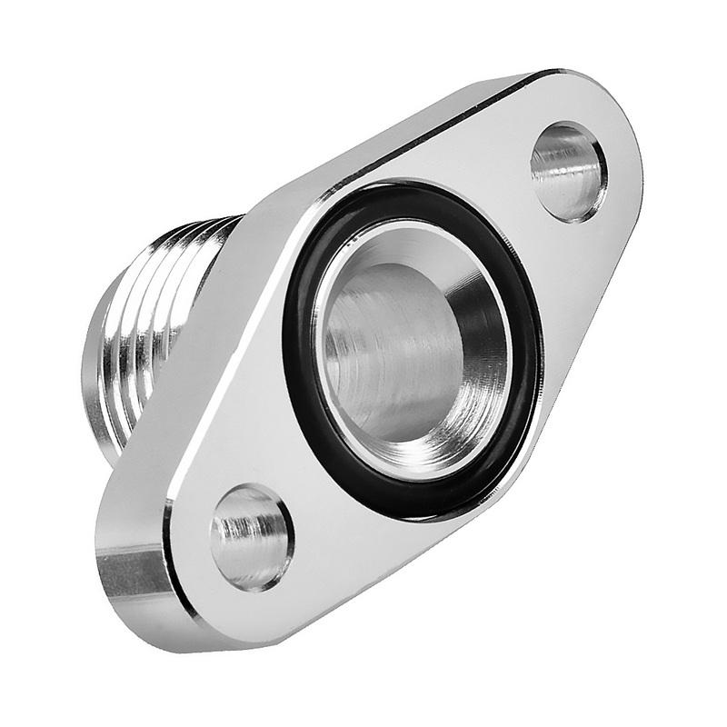 Turbo Oil Drain Flange AN10 Bolt Distance 38mm Fits MHI TD02~TD06 / IHI RHF4 RHB4 RHB5 KKK K03 K04 Bolts Silver
