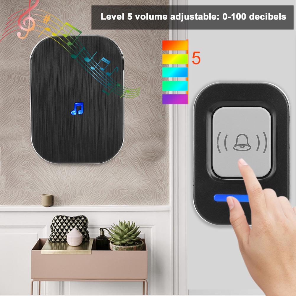 Беспроводной дверной звонок для дома 984,3 фута Большая дальность Музыкальный дверной звонок Контроль доступа