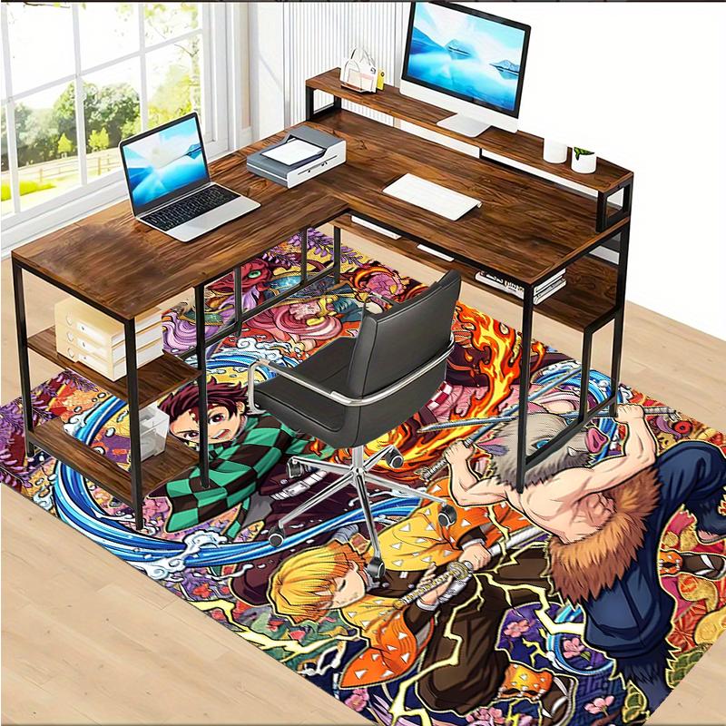 Demon Slayer Polyester Carpet, Soft Indoor Mat for Office Chair, Living Room, Computer Desk - Decorative Home Office Rug Design