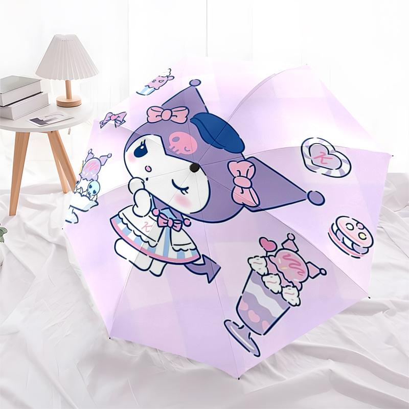 1pc Sanrio,Kuromi Automatic Umbrella-Foldable, Durable 8-Bone Design, Compact and Stylish, Great for Camping, Halloween, Christmas, Mother's