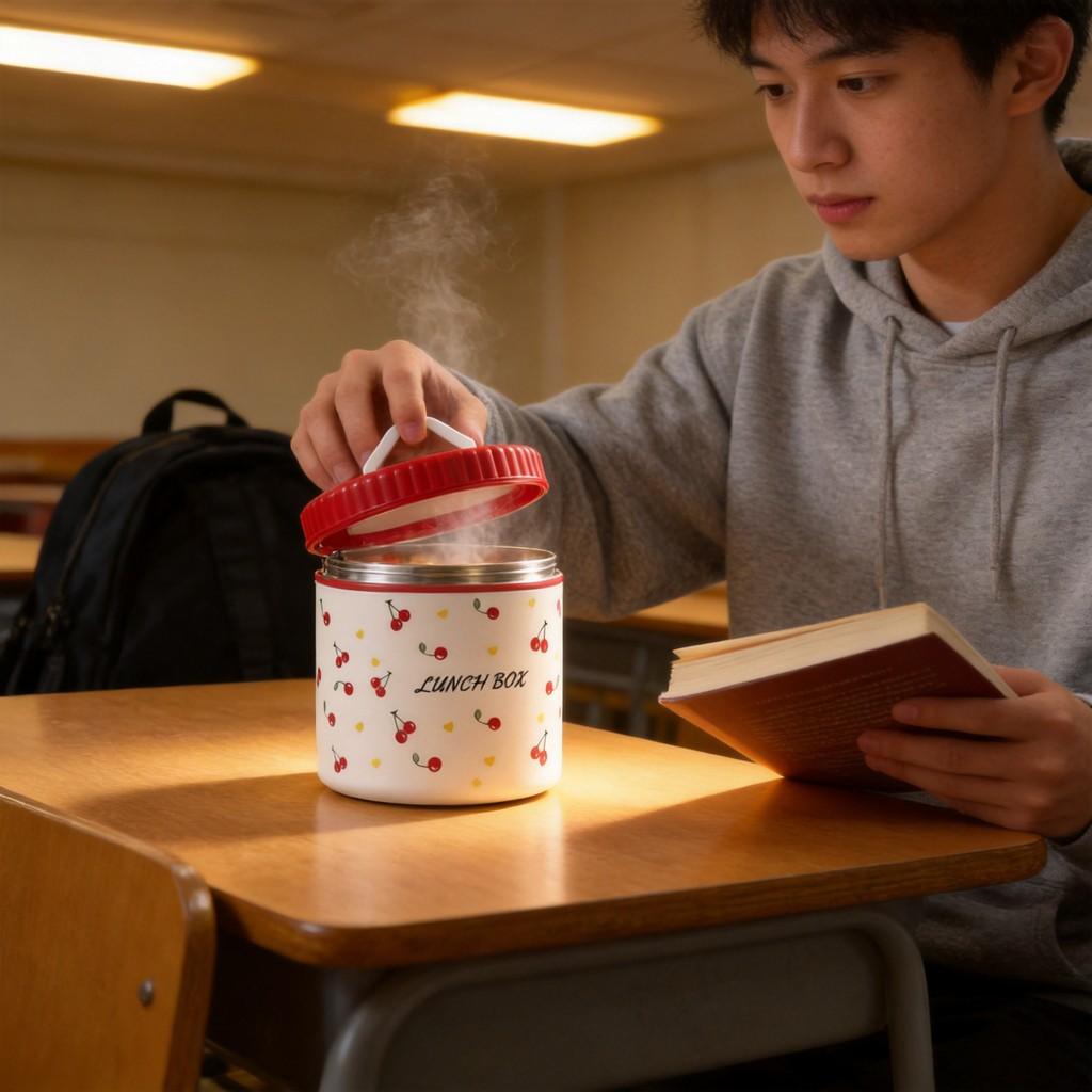 Fairy Cherry Pattern Food Container With Leakproof Sealing For School And Workplace
