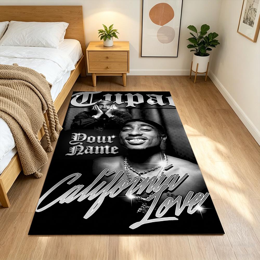 2pac Customize Your Name Floor Mat Design for Foyer Entryway Playrooms Kitchen Anti-slip Rug Anime Office Decor Spiritual Gift