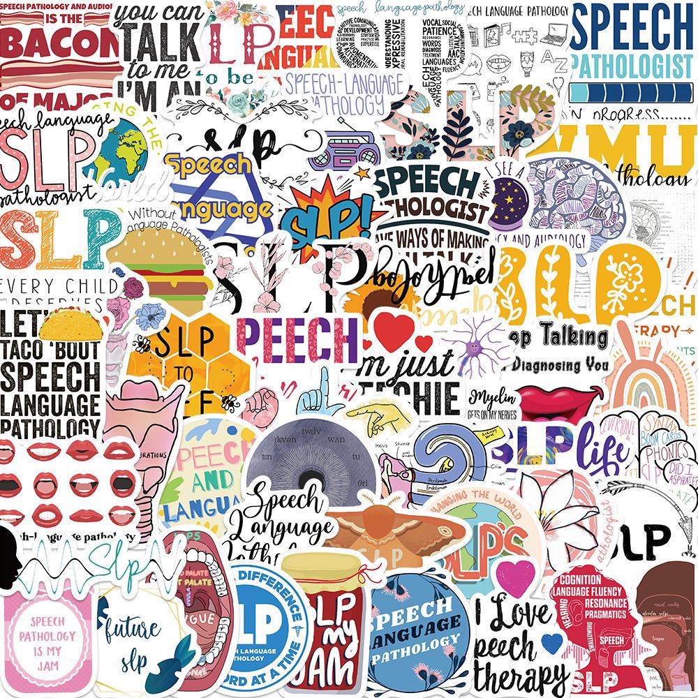 56 Language Pathology SLP Graffiti Stickers Decorate Guitar Suitcase DIY Waterproof Stickers