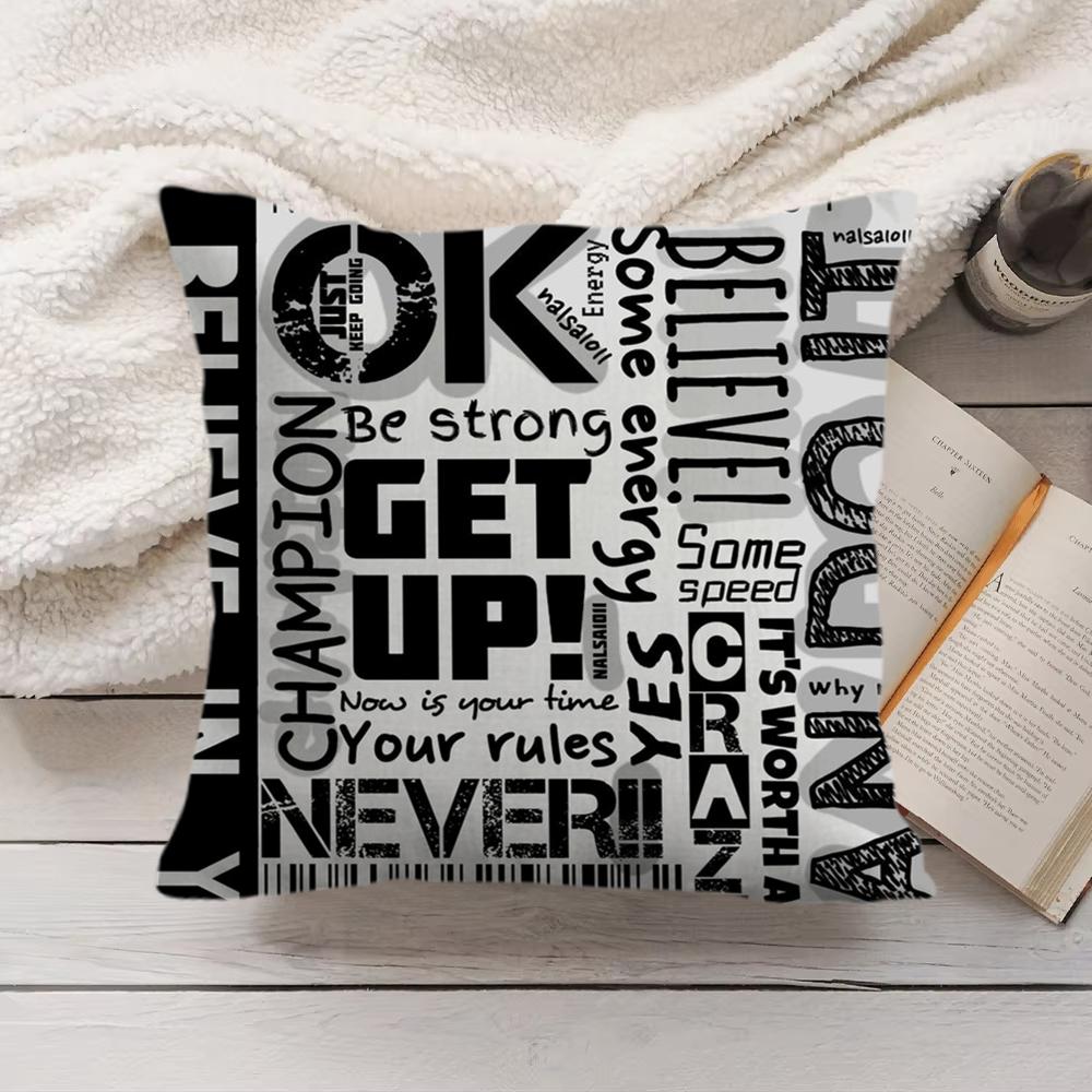 Be Happy and Good Luck Cushion Cover Short Plush DoubleSided Printing Home Machine Washable in Warm Winter Pillow Cover