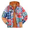 Men's Quilted Lined Button Down Plaid Shirt Add Velvet To Keep Warm Jacket With Hood