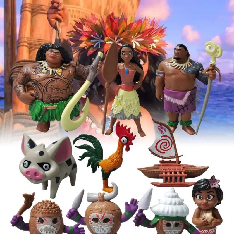 10pcs Figurine Moana Anime Statuary Cake Ornament Christmas Gifts Garnish Toys