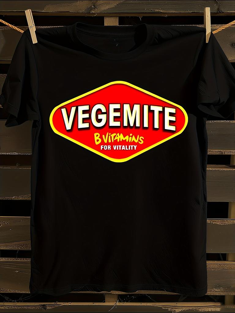 & WoVegemite Graphic T-Shirt Mens Tshirt Womens Tshirts with Letters Print Short Sleeves T-Shirt Casual Street Tee Shirt Top