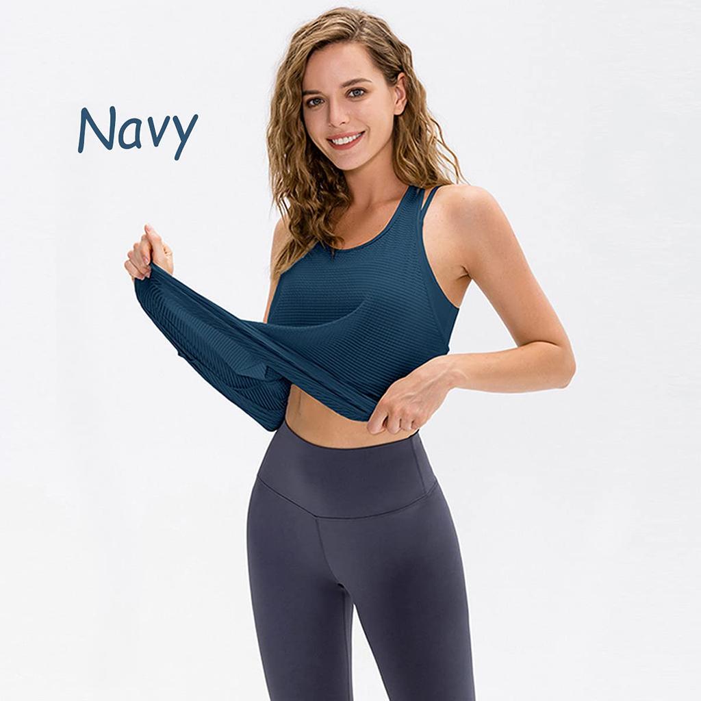 VeroMan Yoga Tank Flattering Fitness Women's Top, Fit, Top, Ppi-ttb6 (Navy, Small)