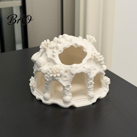 Fish Tank Shelter Coral House Landscaping Ornament, 3D Printed Reptile Hideout Aquarium Resin Ornament Cave, Durable PLA Habitat for Small And Shrimp