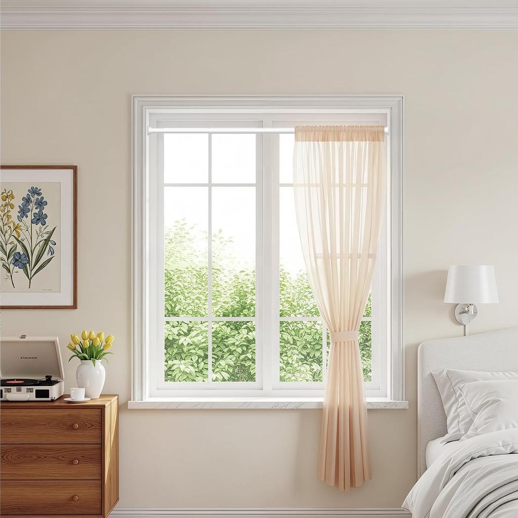 Белые распорные карнизы от 18 до 36 дюймов, маленькие карнизы без сверления, короткий распорный карниз, регулируемый пружинный карниз для окон, двери, шкафа