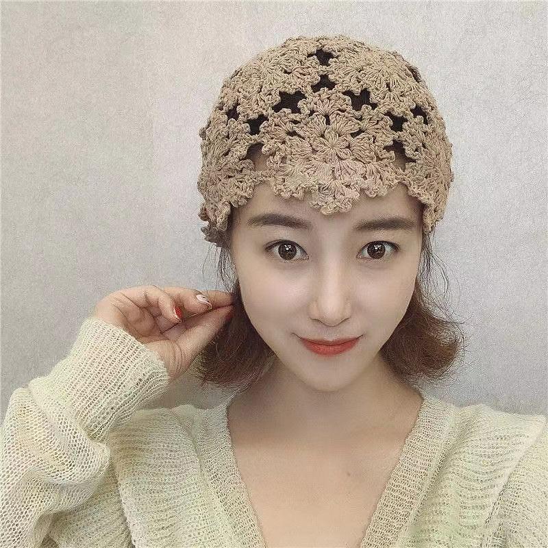 Цветочная вышивка крючком ажурная вязаная шапка французские ретро-аксессуары для шапочки