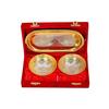 Embossed Design Silver & Gold Plated Set of 2 Bowl with 1 Tray, Serveware Tableware Decorative Festive Gift Set 300 Ml