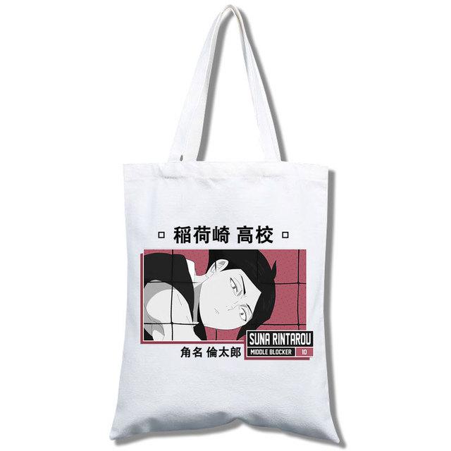 Футболка Haikyu Manga Nishinoya Yuu Oikawa Tooru с мультяшным принтом и графическим принтом, сумки для покупок для девочек, модная повседневная сумка-тоут