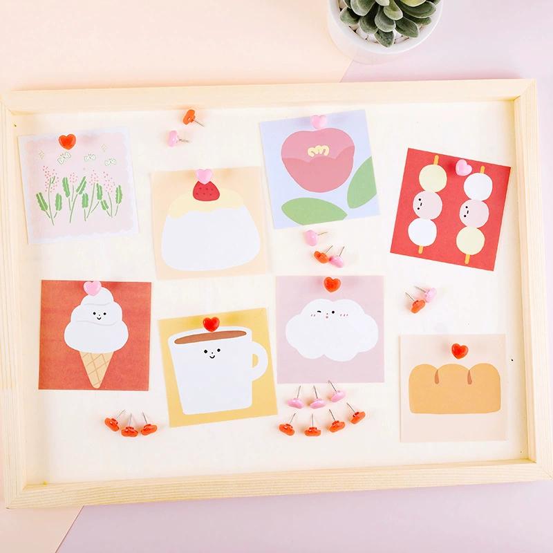 Форма сердца 50 шт. Пластиковая качественная пробковая доска Безопасные цветные кнопки-гвоздики Канцелярские товары для офиса и школы