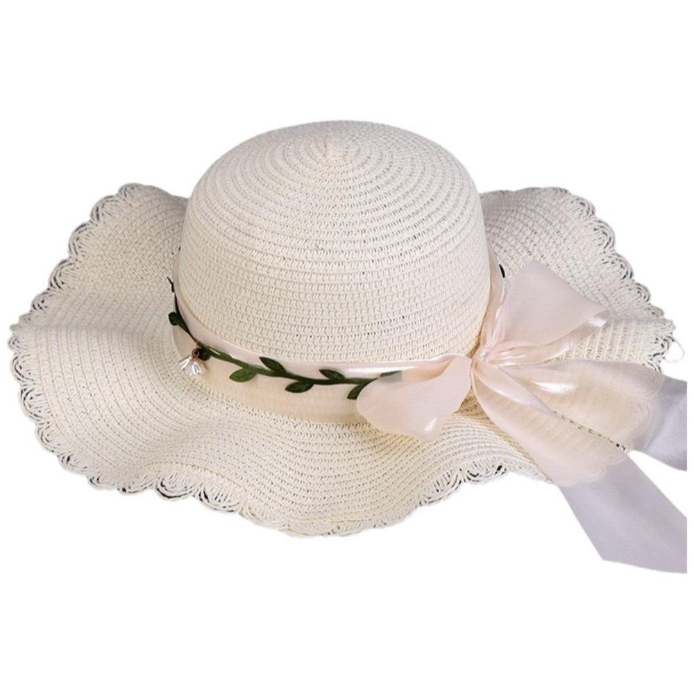 Colorful Weave Hat Wide Brim Women's Sun Hat Fashion Bow Straw Hat Travel