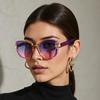 New In Sunglasses for Women Modern Fashion Purple Orange Gradient Decorative Glasses Transparent Plastic Frame Metal