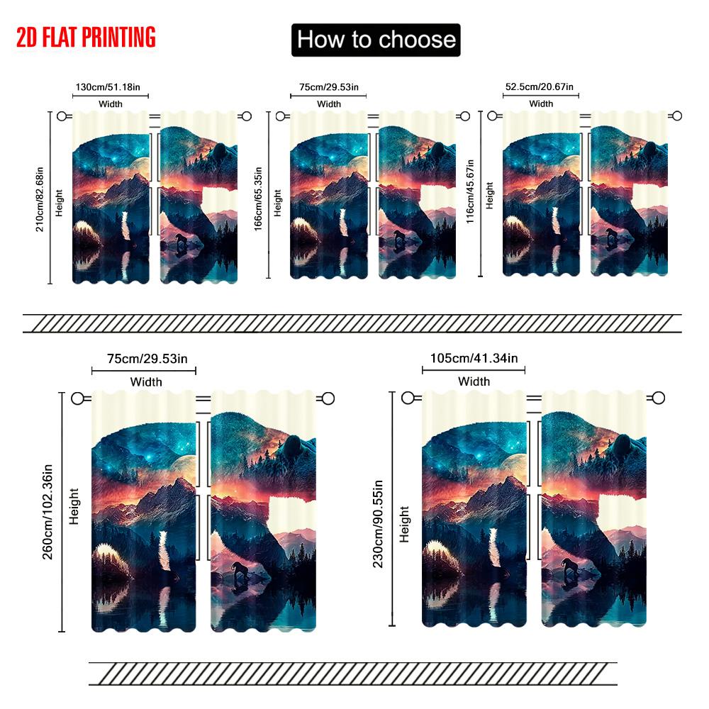 2pcs, plane printing Minimalist Curtains black bear Durable 100% Polyester Fabric (without rod) Decorations Inside Perfect for