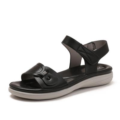 Pitched Heel Sandals for Women Light and Casual Versatile Thick-soled Sponge Shoes One-strap Roman Shoes