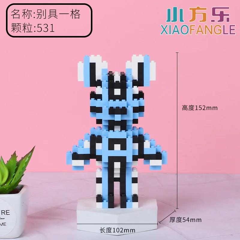 Забавный Мини-Медведь Мрачный Мультяшный 3D Микро Строительные Блоки Креативная DIY Модель Фигурка Игрушки Настольный Декор Для Детей Подарок на День Рождения