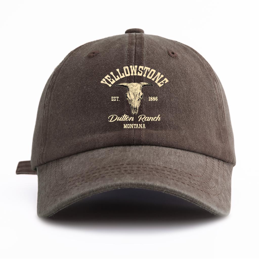 pc Yellowstone Print Washed Baseball Cap for Adults Minimalist Retro Style Casual Soft Adjustable Dad Hat Perfect As Gift